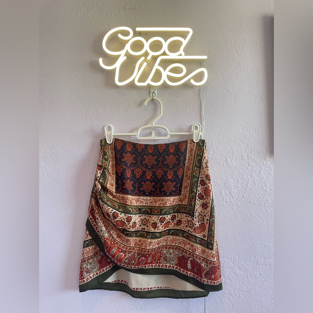 Vici Multicolor Boho Print Mini Skirt (Navy, Red, Olive)